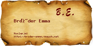Bröder Emma névjegykártya